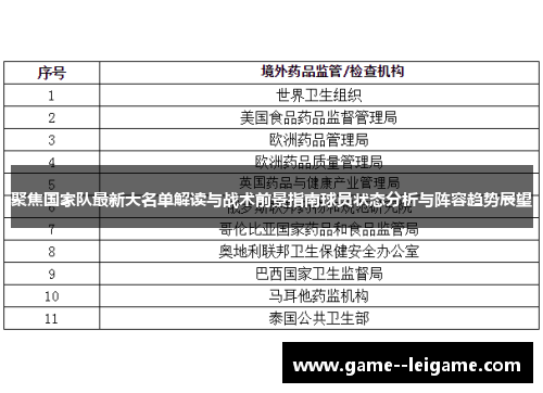 聚焦国家队最新大名单解读与战术前景指南球员状态分析与阵容趋势展望